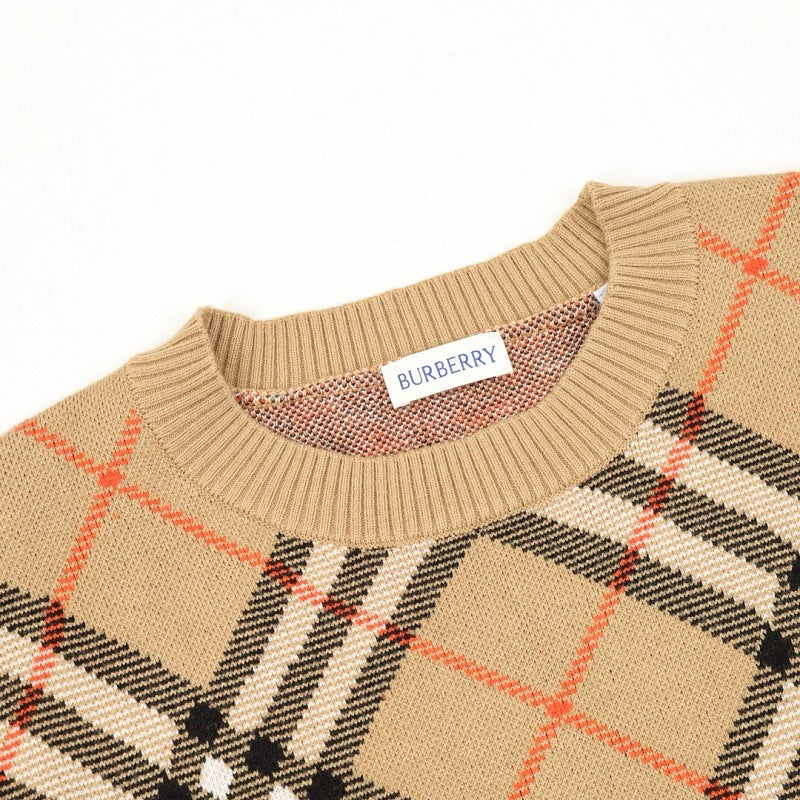 Burberry Diagonal Check Wool-Blend Crewneck Sweater