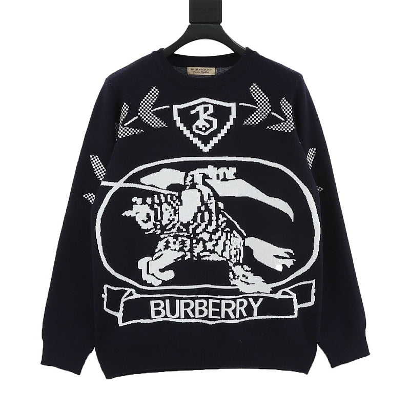 Burberry Wheat Equestrian Knight Jacquard Crewneck Sweater