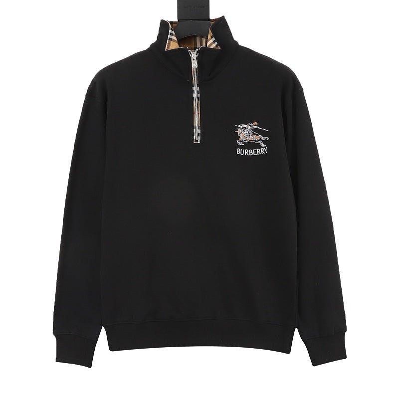 Burberry Equestrian Knight Embroidered Half-Zip Sweatshirt
