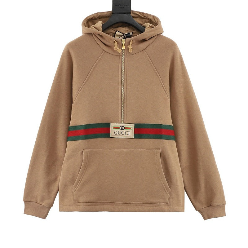 Gucci Web Stripe Half-Zip Hoodie