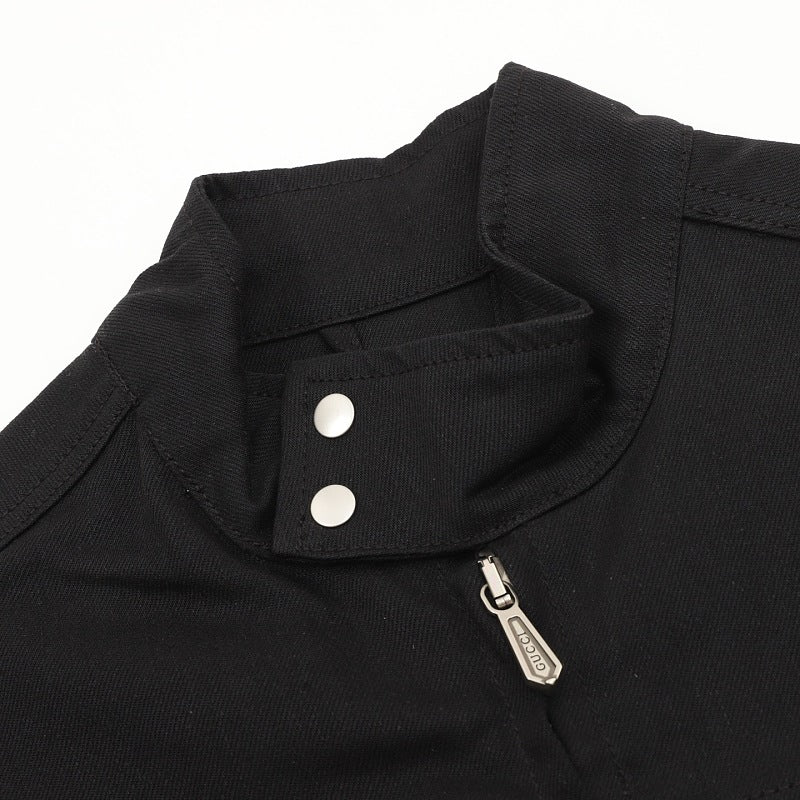 Gucci Horsebit-Hem Stand-Collar Biker Jacket