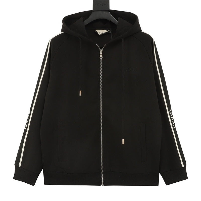 Gucci Logo Tape Zip-Up Hooded Jacket