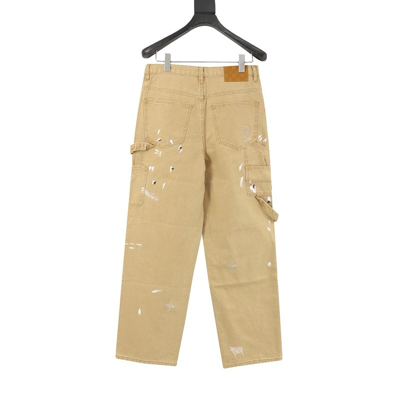 Louis Vuitton Paint-Splatter Denim Pants