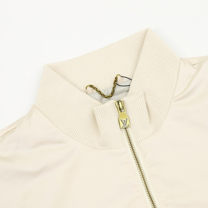 Louis Vuitton Leather Logo Satin Track Jacket