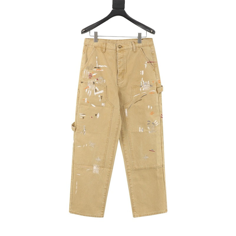 Louis Vuitton Paint-Splatter Denim Pants