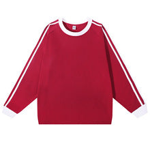 Stripe-Sleeve Contrast Crewneck Sweatshirt