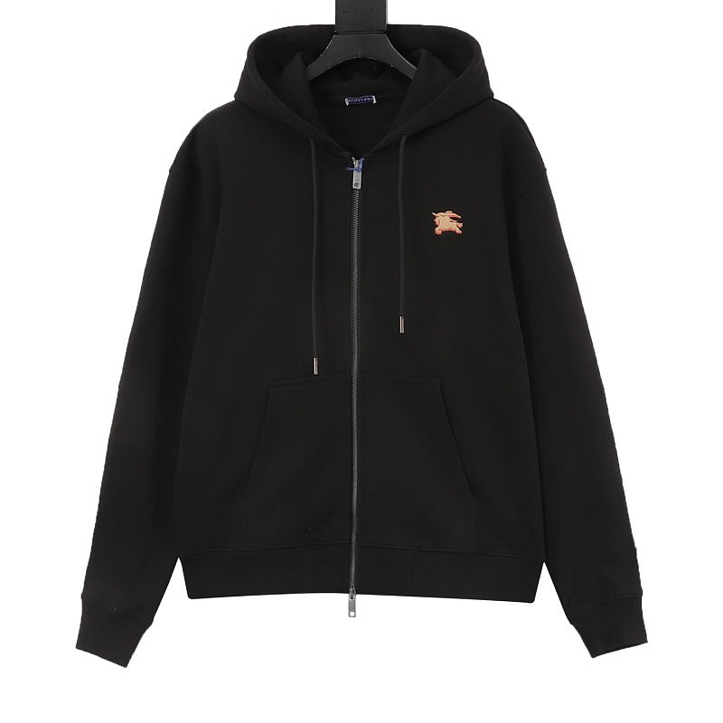 Burberry Equestrian Knight Back Embroidered Zip-Up Hoodie
