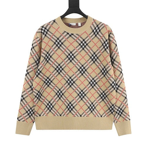Burberry Diagonal Check Crewneck Sweater