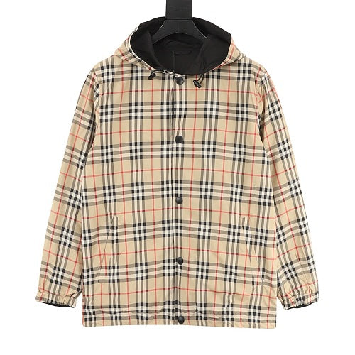 Burberry Reversible Check Snap-Front Hooded Jacket