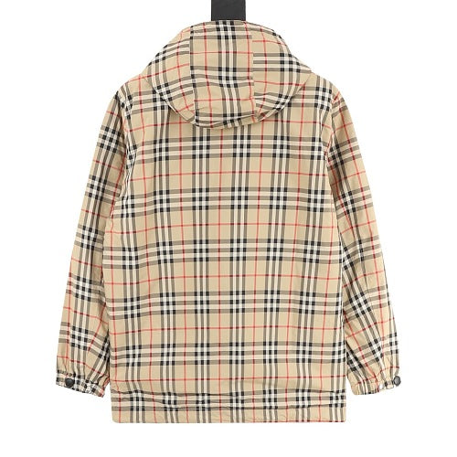 Burberry Reversible Check Snap-Front Hooded Jacket