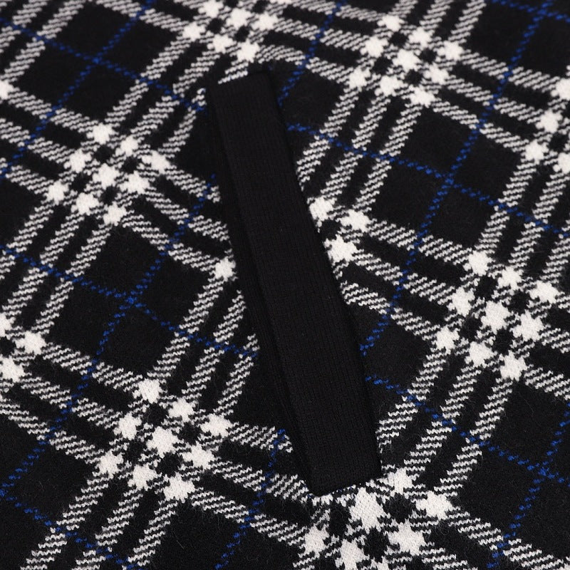 Burberry Diagonal Check Wool-Blend Zip-Up Cardigan