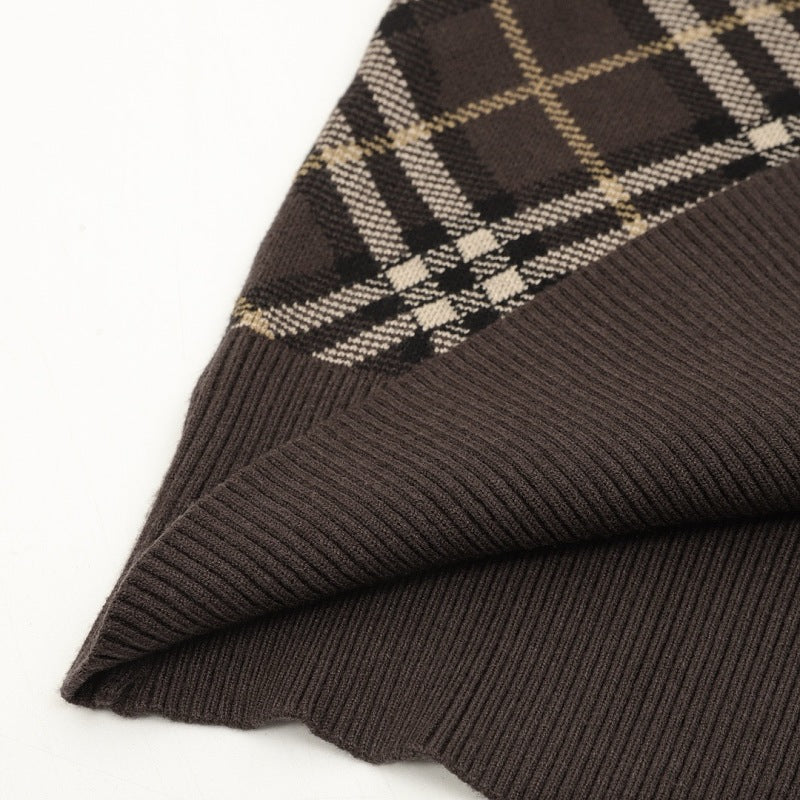 Burberry Diagonal Check Wool-Blend Crewneck Sweater