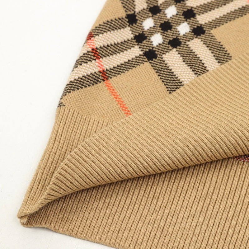 Burberry Diagonal Check Wool-Blend Crewneck Sweater
