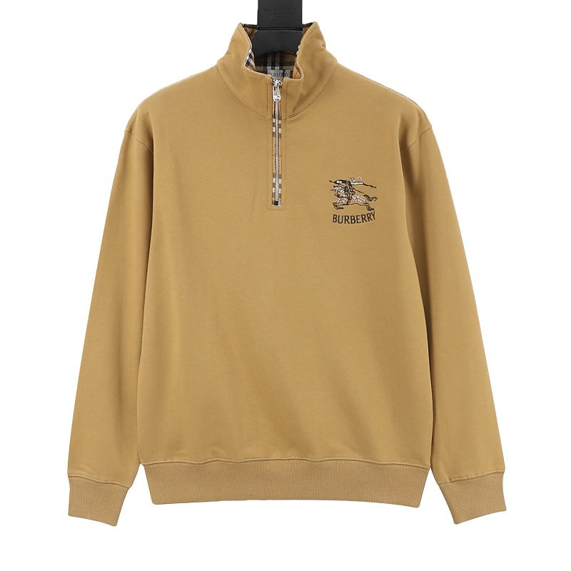 Burberry Equestrian Knight Embroidered Half-Zip Sweatshirt