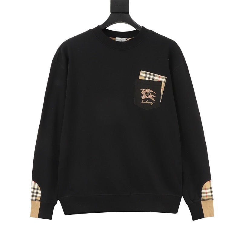 Burberry Heart Knight Embroidered Check Pocket Sweatshirt