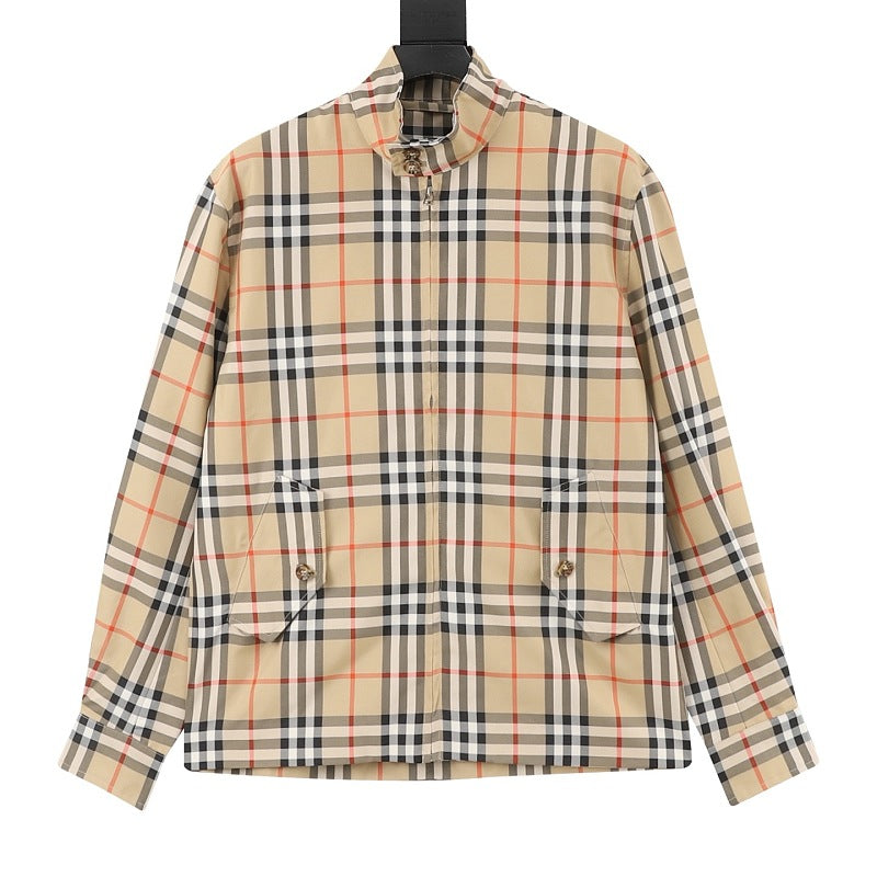 Burberry Check Stand-Collar Zip-Up Jacket