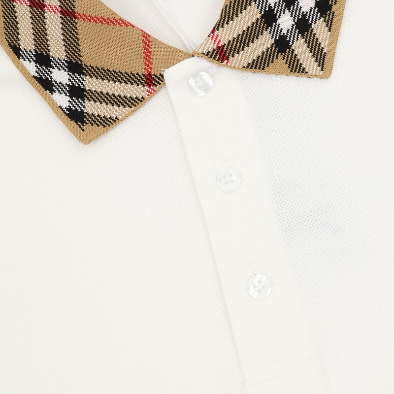 Burberry Check Collar Long-Sleeve Polo Shirt