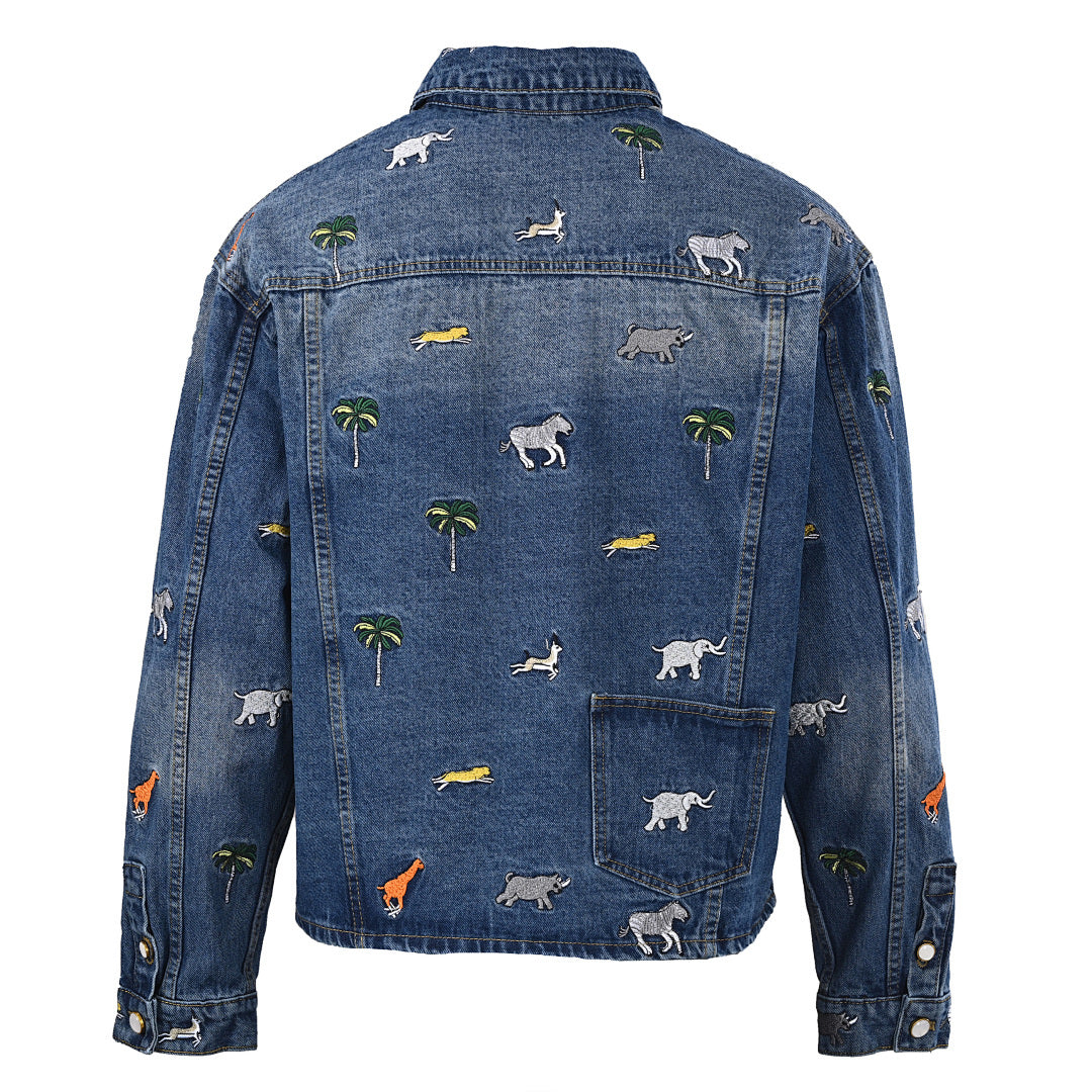 Louis Vuitton LV Safari All-Over Embroidered Denim Trucker Jacket