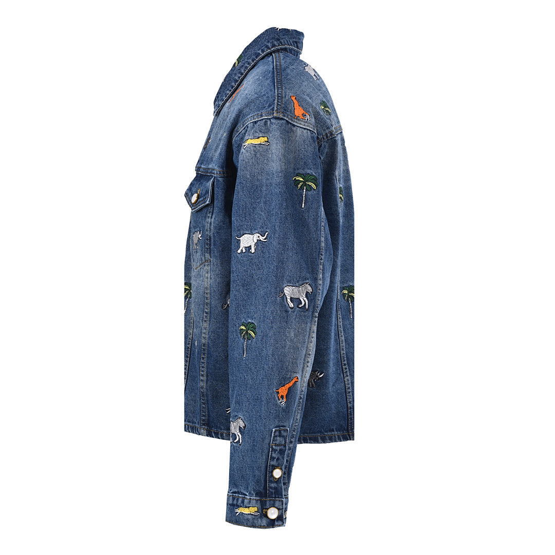 Louis Vuitton LV Safari All-Over Embroidered Denim Trucker Jacket