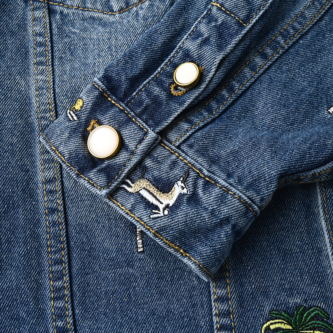 Louis Vuitton LV Safari All-Over Embroidered Denim Trucker Jacket
