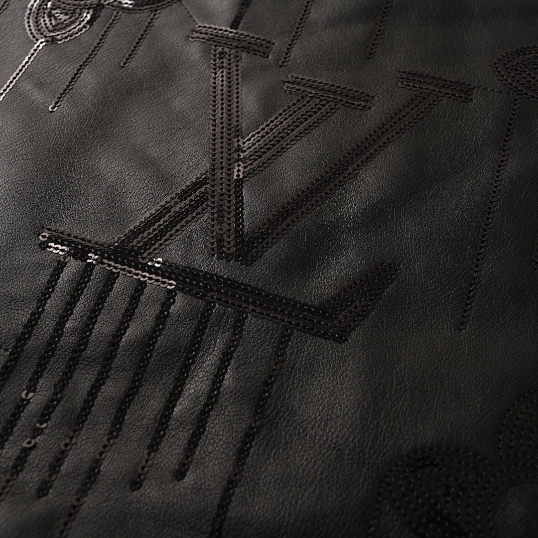 Louis Vuitton LV 3D Monogram Beaded Sequin Drip Leather Bomber Jacket