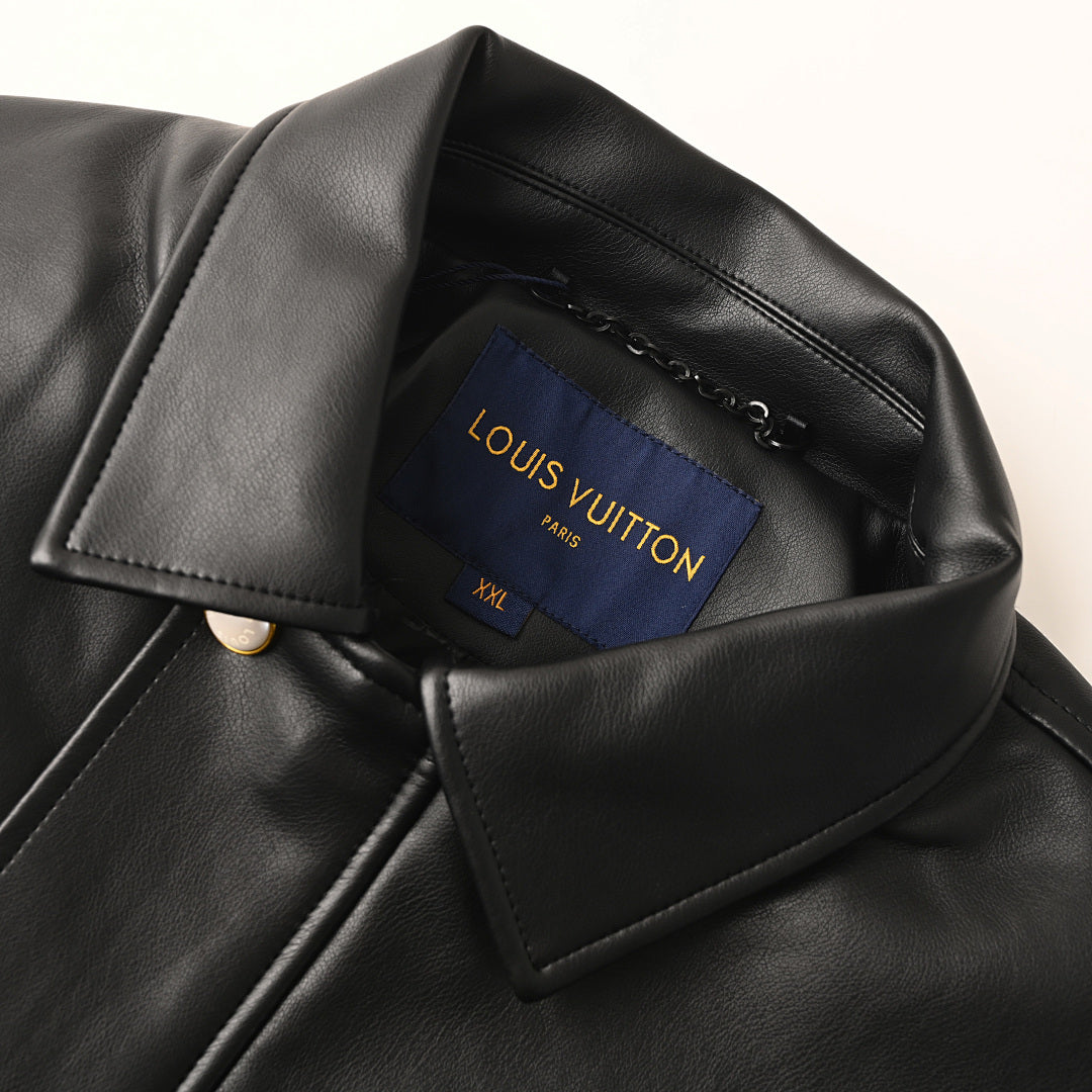Louis Vuitton LV Monogram Debossed Leather Trucker Jacket