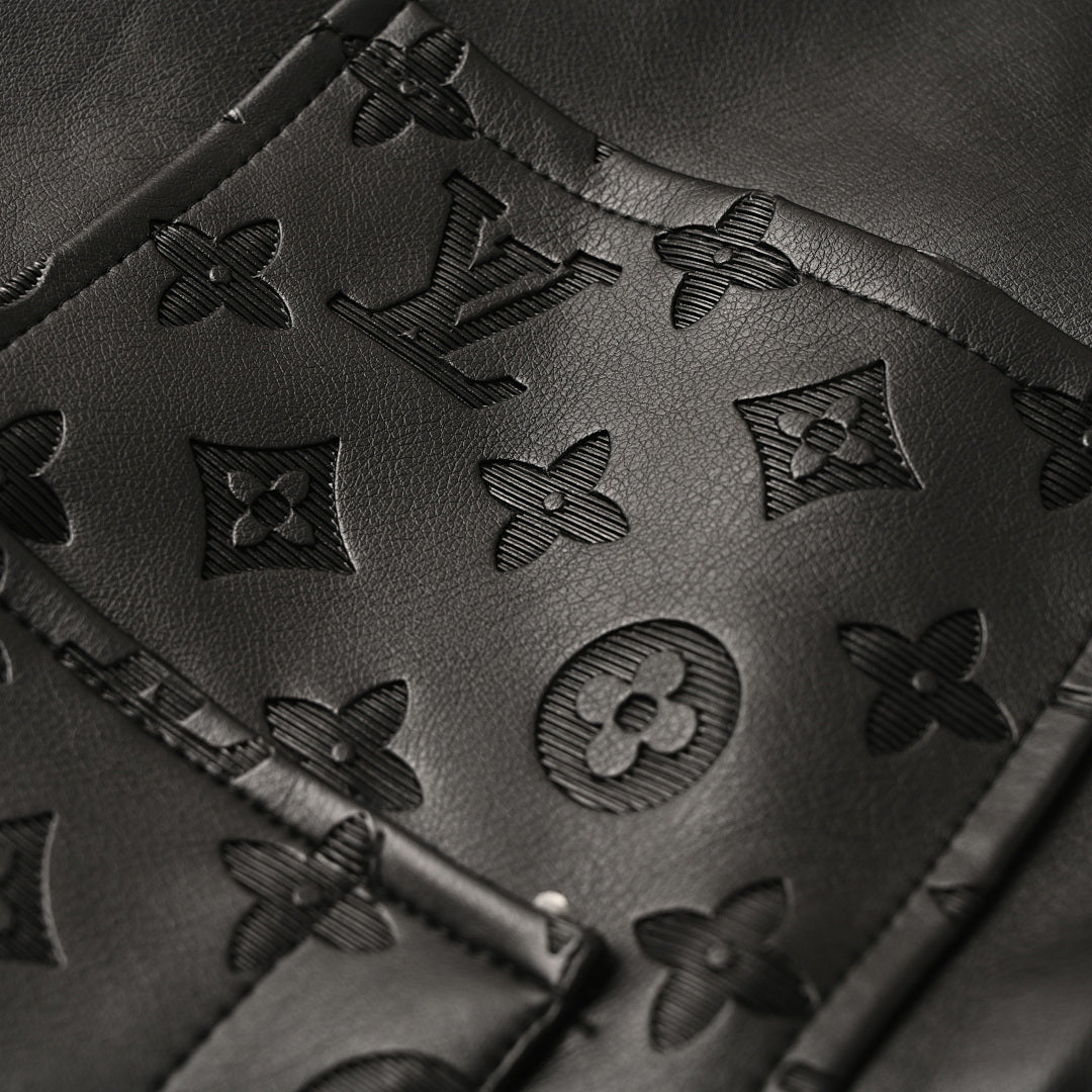 Louis Vuitton LV Monogram Debossed Leather Trucker Jacket