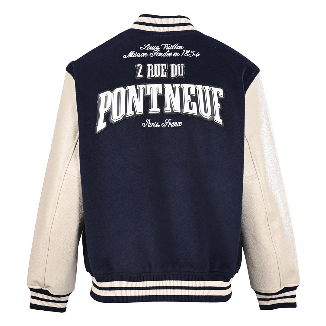 Louis Vuitton 2 Rue du Pont Neuf Varsity Wool & Leather Letterman Jacket