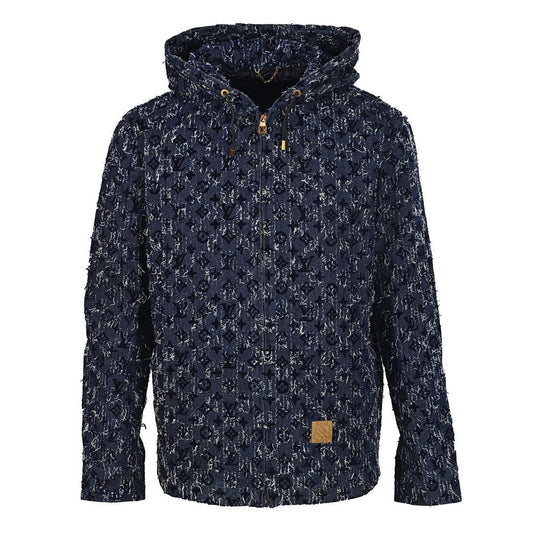 Louis Vuitton LV Monogram Distressed Bouclé Denim Hooded Zip Jacket