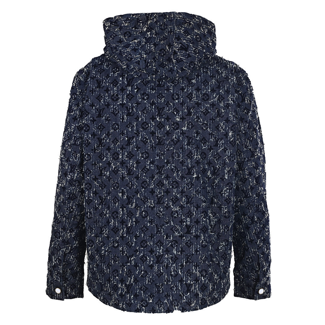 Louis Vuitton LV Monogram Distressed Bouclé Denim Hooded Zip Jacket