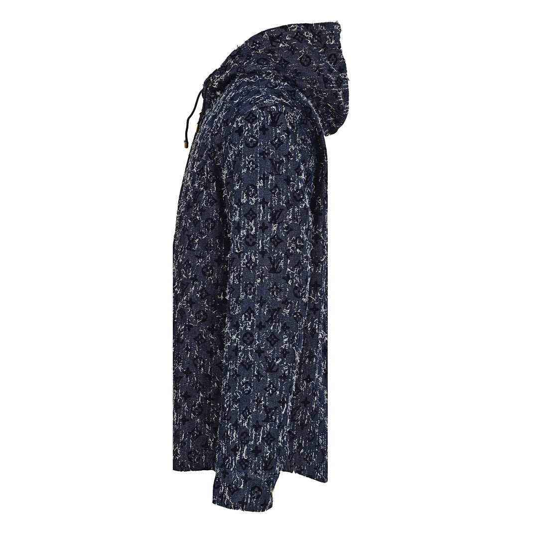 Louis Vuitton LV Monogram Distressed Bouclé Denim Hooded Zip Jacket