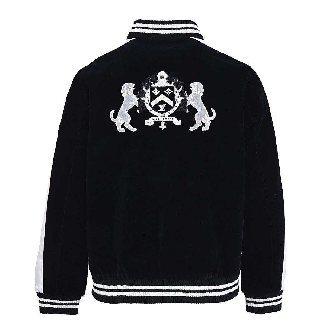 Louis Vuitton LV Heraldic Crest Dual Panther Embroidered Wool Varsity Jacket