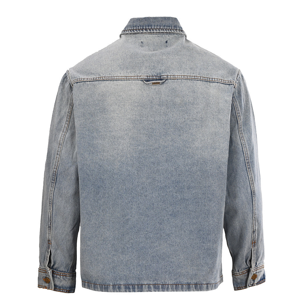 Louis Vuitton LV Monogram Jacquard Chest-Band Stone-Wash Denim Overshirt Jacket