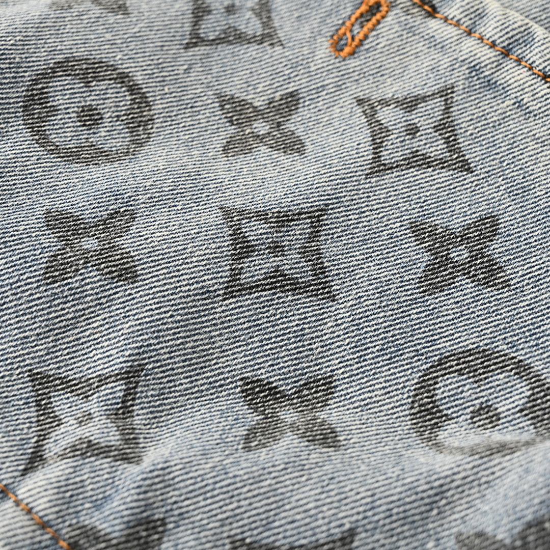 Louis Vuitton LV Monogram Jacquard Chest-Band Stone-Wash Denim Overshirt Jacket