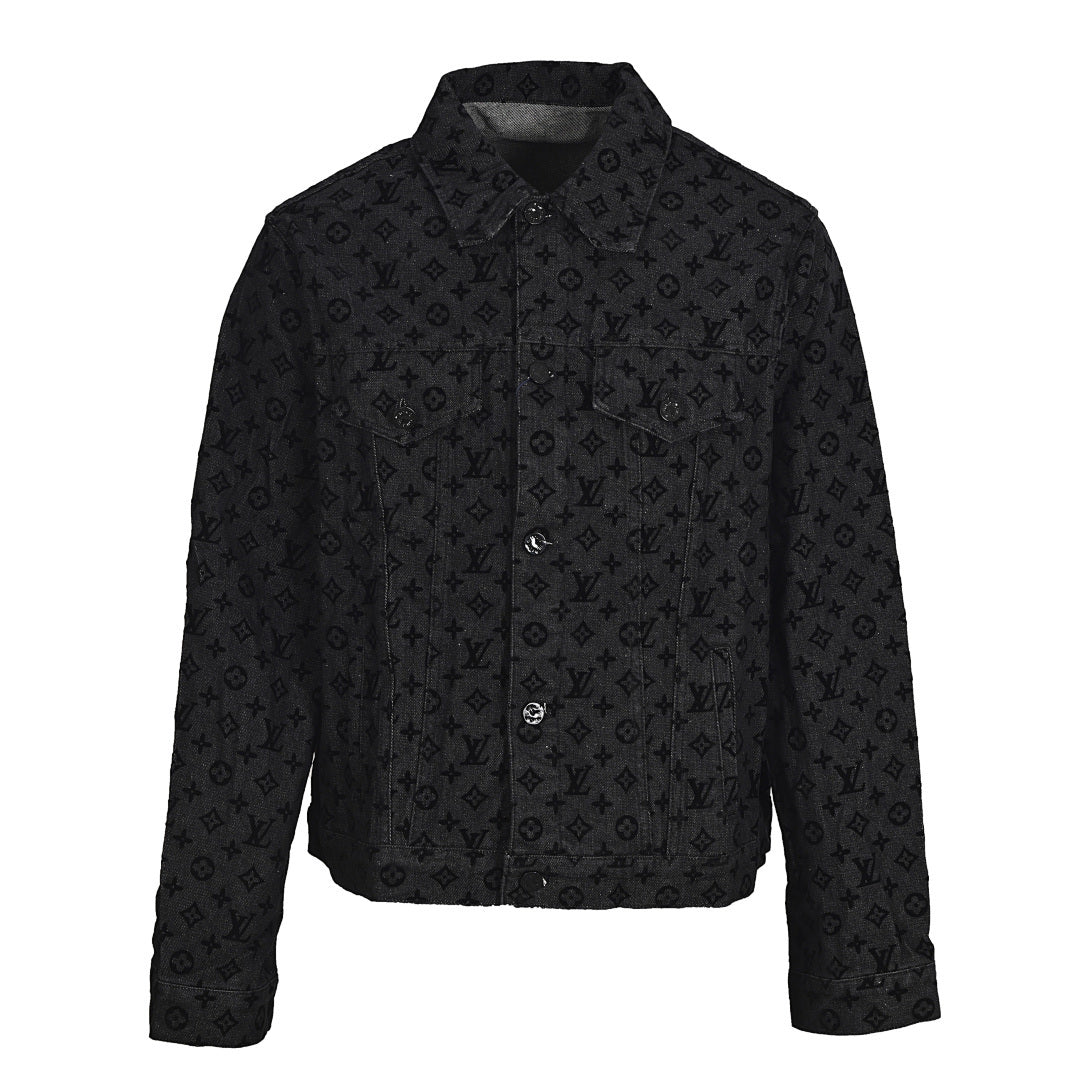 Louis Vuitton LV Monogram Velvet-Flocked Denim Trucker Jacket