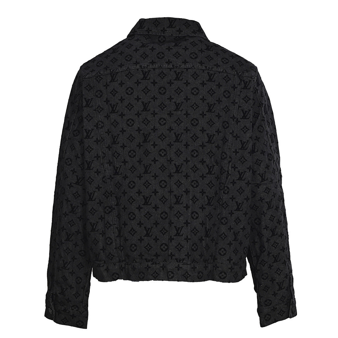 Louis Vuitton LV Monogram Velvet-Flocked Denim Trucker Jacket