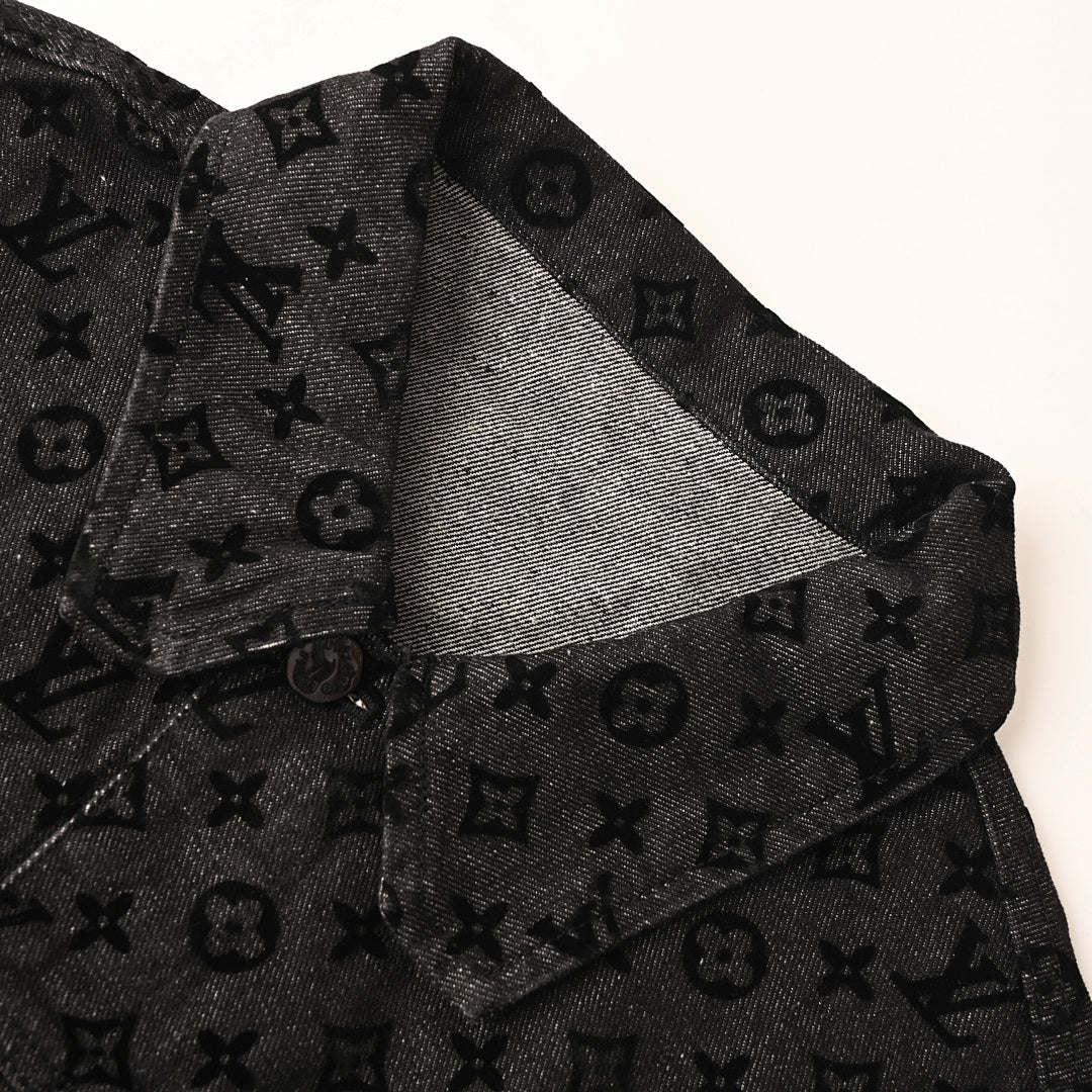 Louis Vuitton LV Monogram Velvet-Flocked Denim Trucker Jacket