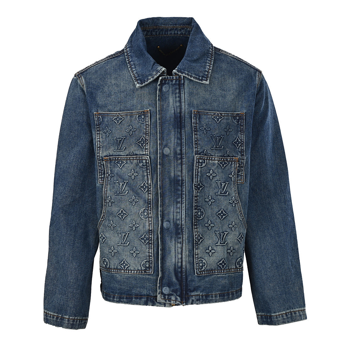 Louis Vuitton LV Monogram Laser-Embossed Dual Patch Pocket Washed Denim Jacket