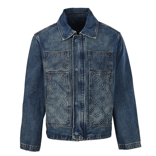 Louis Vuitton LV Monogram Laser-Embossed Dual Patch Pocket Washed Denim Jacket