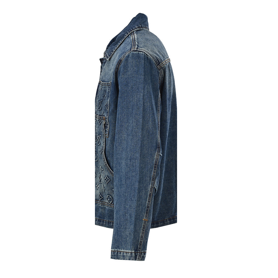 Louis Vuitton LV Monogram Laser-Embossed Dual Patch Pocket Washed Denim Jacket