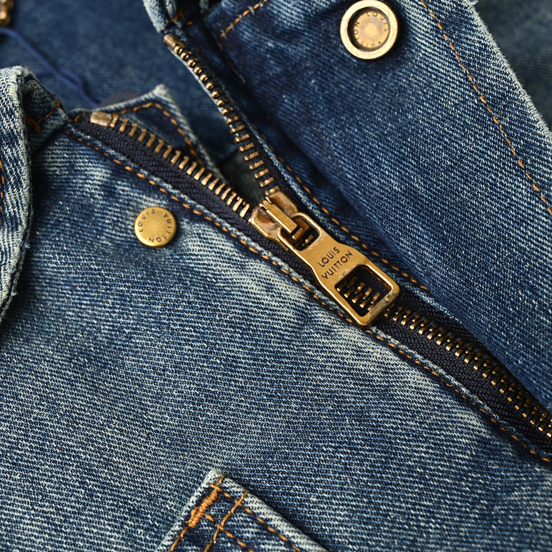 Louis Vuitton LV Monogram Laser-Embossed Dual Patch Pocket Washed Denim Jacket