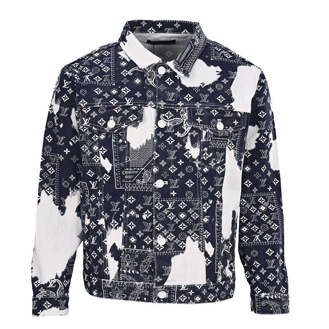 Louis Vuitton LV Monogram Bandana Bleach Splash Patchwork Denim Trucker Jacket