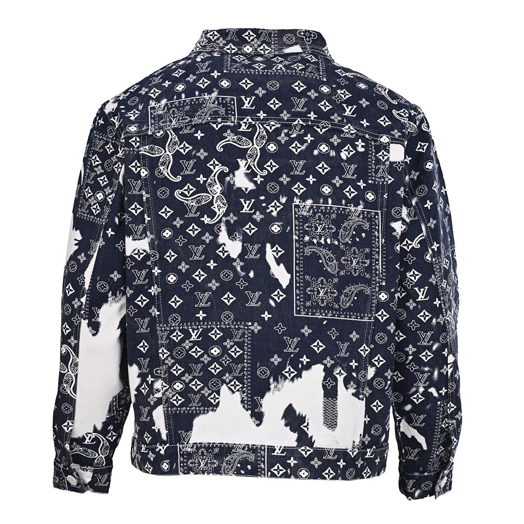 Louis Vuitton LV Monogram Bandana Bleach Splash Patchwork Denim Trucker Jacket