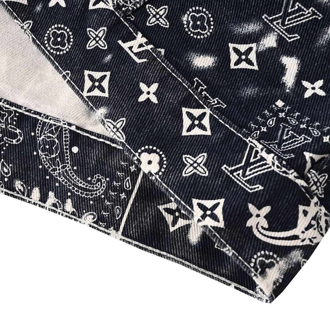 Louis Vuitton LV Monogram Bandana Bleach Splash Patchwork Denim Trucker Jacket