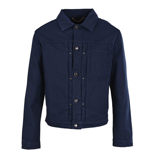 Louis Vuitton LV Tonal Monogram Embroidered Navy Trucker Jacket