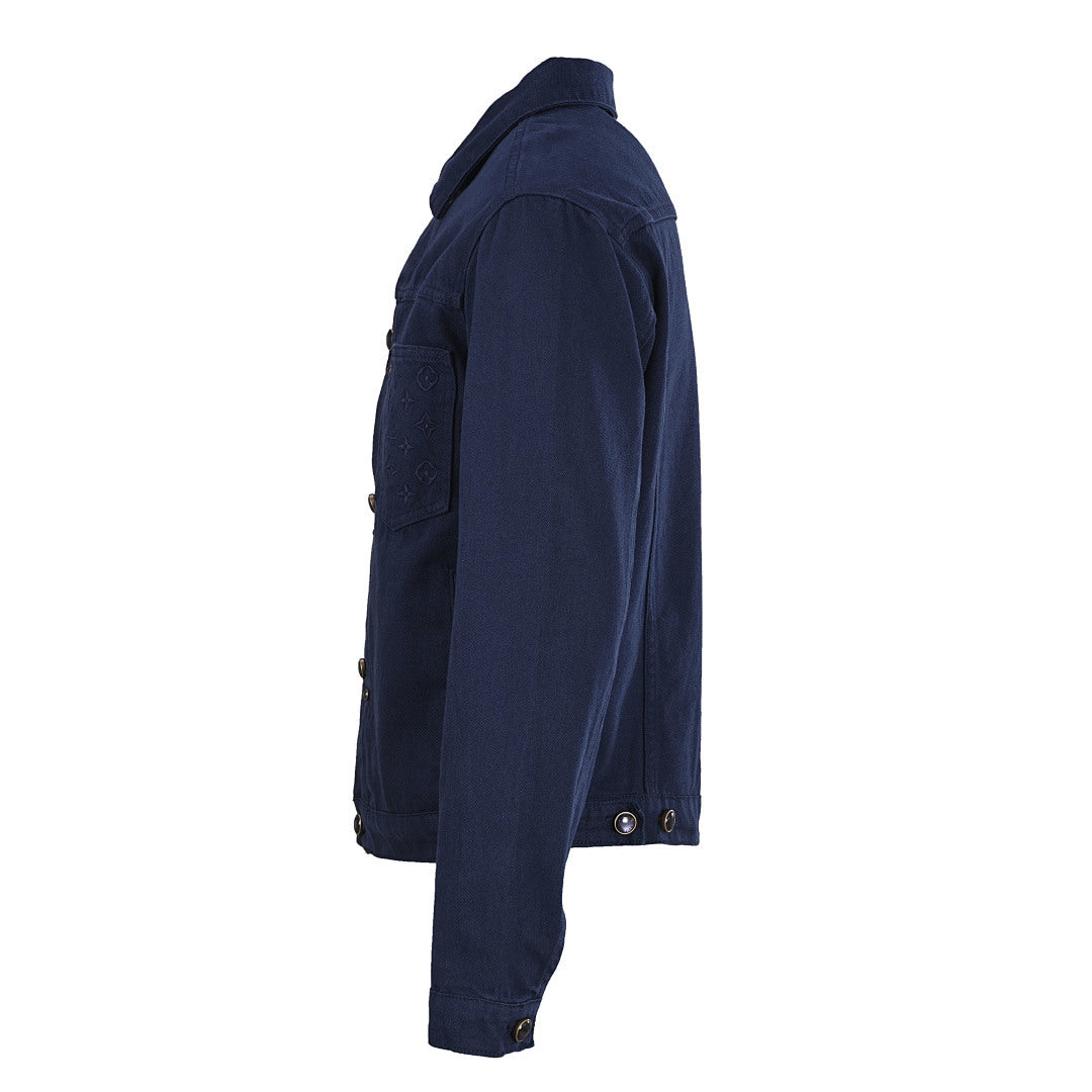 Louis Vuitton LV Tonal Monogram Embroidered Navy Trucker Jacket