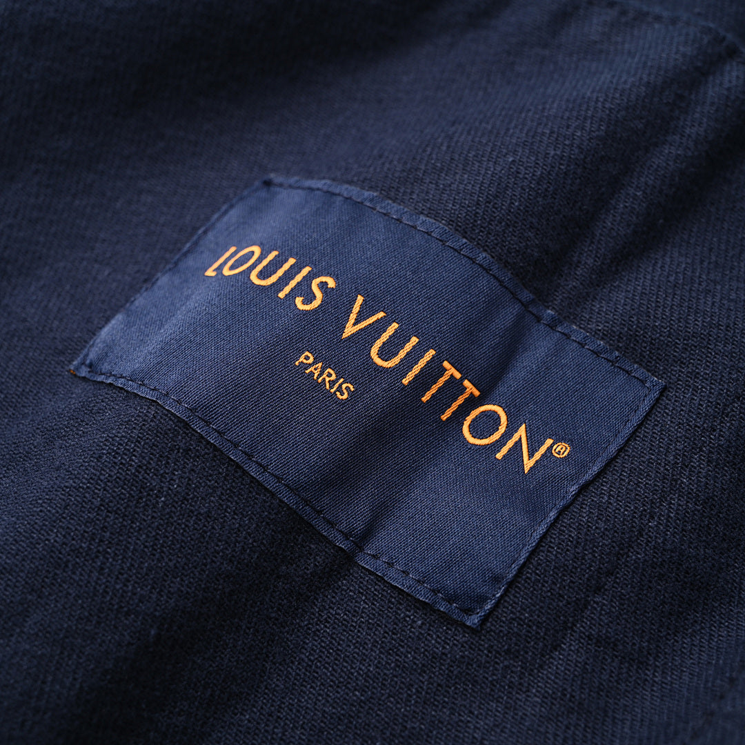 Louis Vuitton LV Tonal Monogram Embroidered Navy Trucker Jacket