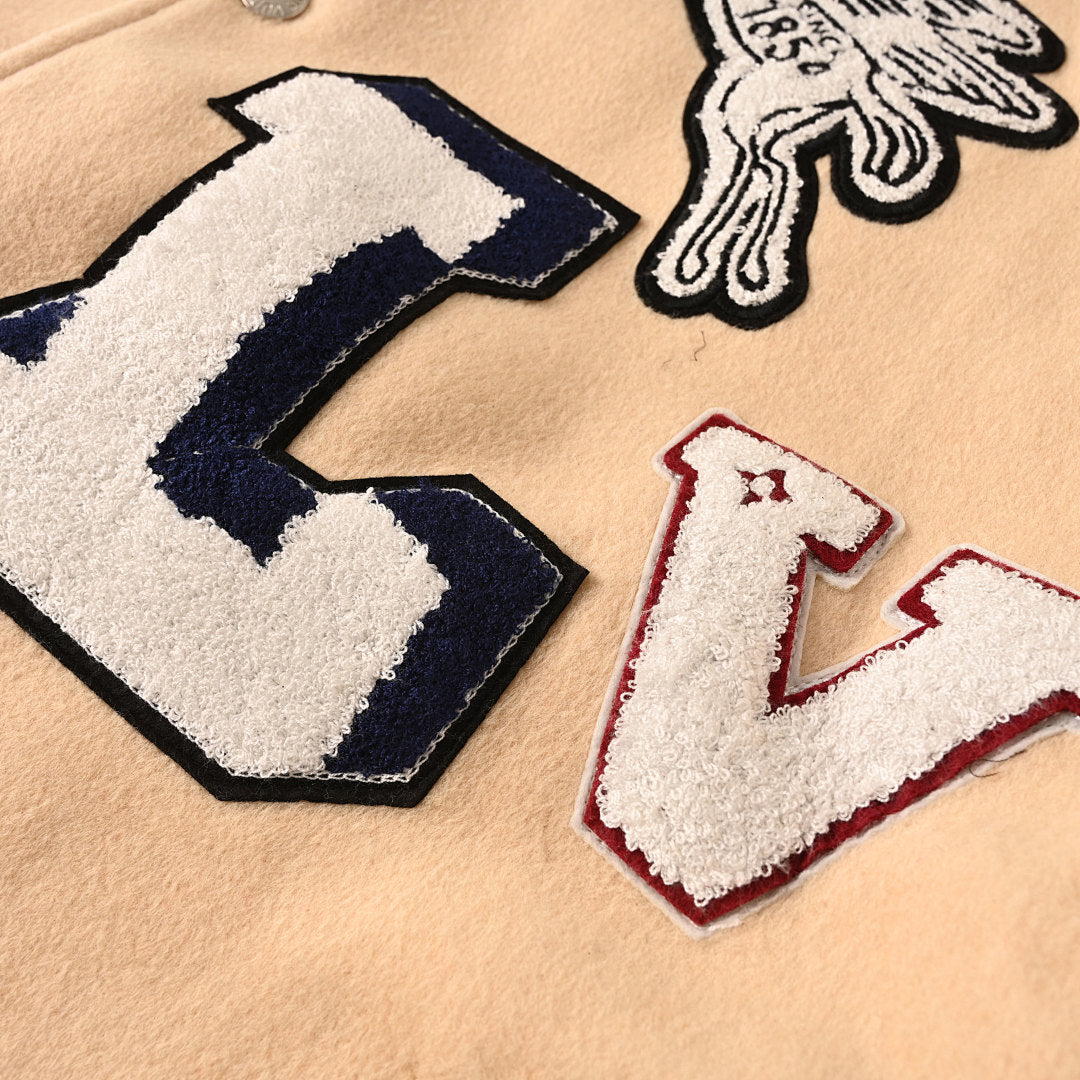 Louis Vuitton LV Since 1854 Pegasus Chenille LV Varsity Jacket — Camel