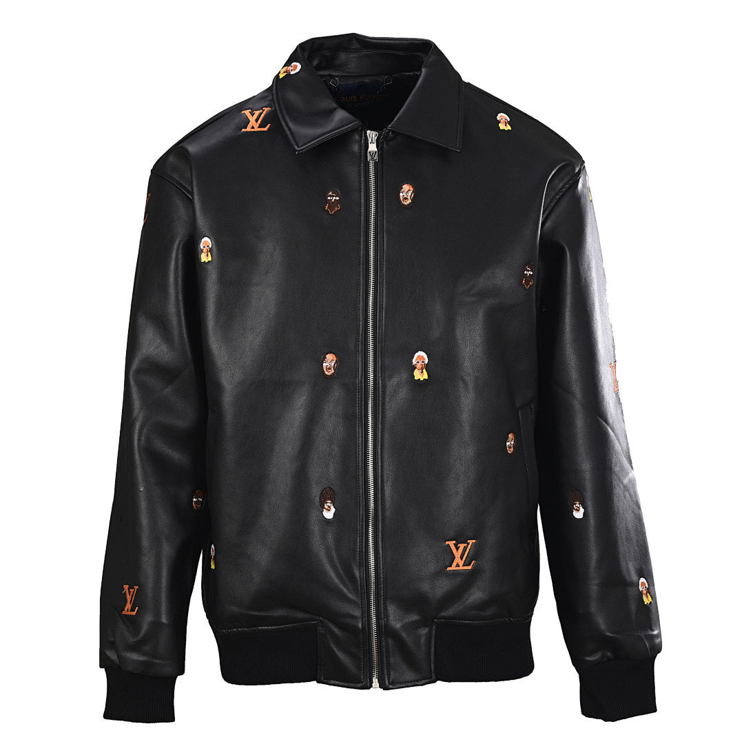 Louis Vuitton LV Character Portrait All-Over Embroidered Leather Bomber Jacket