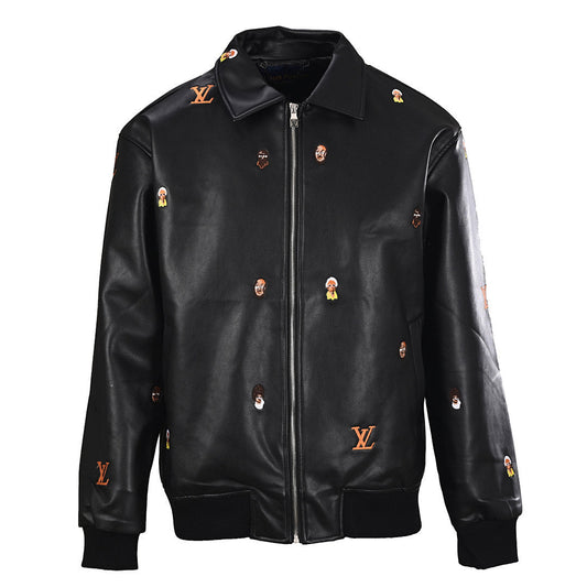 Louis Vuitton LV Character Portrait All-Over Embroidered Leather Bomber Jacket